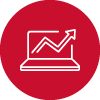 Business Icon, graph on laptop
