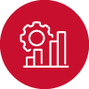 Data Icon, gear and a graph