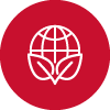 Sustainability Icon, globe and leaves